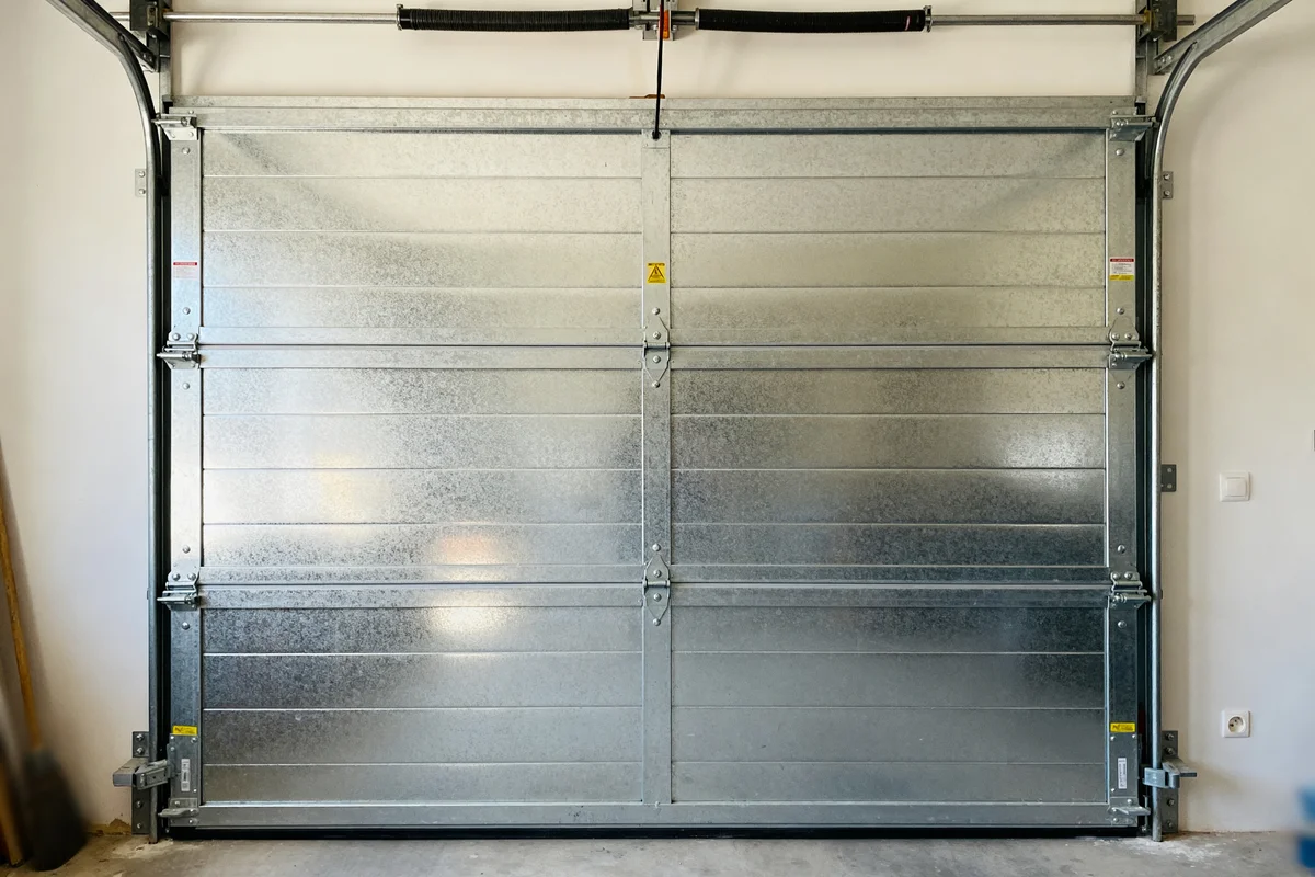 Porte de garage sectionnelle métallique avec dimension tableau porte de garage sectionnelle standard visible