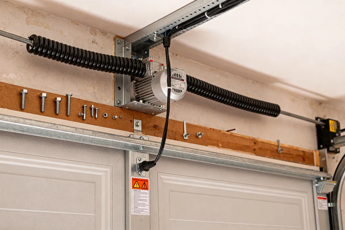 Moteur et ressort pour notice de montage porte de garage sectionnelle motorisée visible
