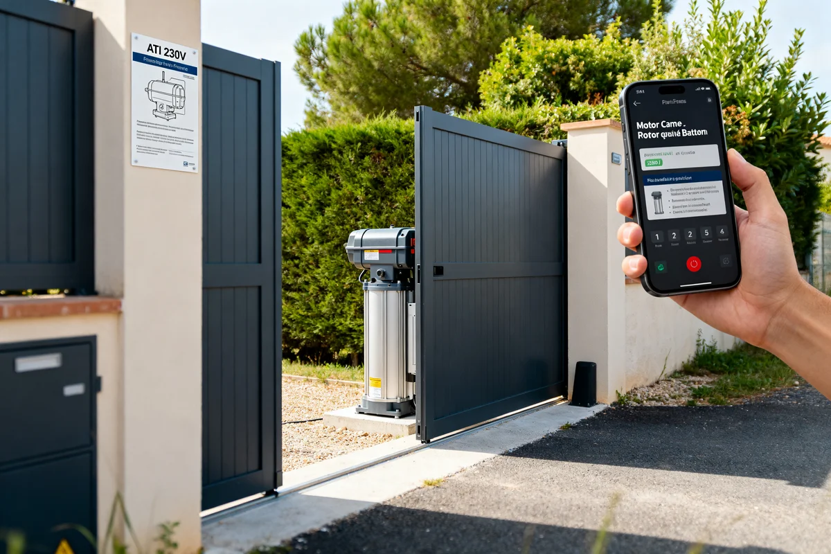 Utilisateur contrôle portail battant Came via smartphone avec notice moteur came portail battant.