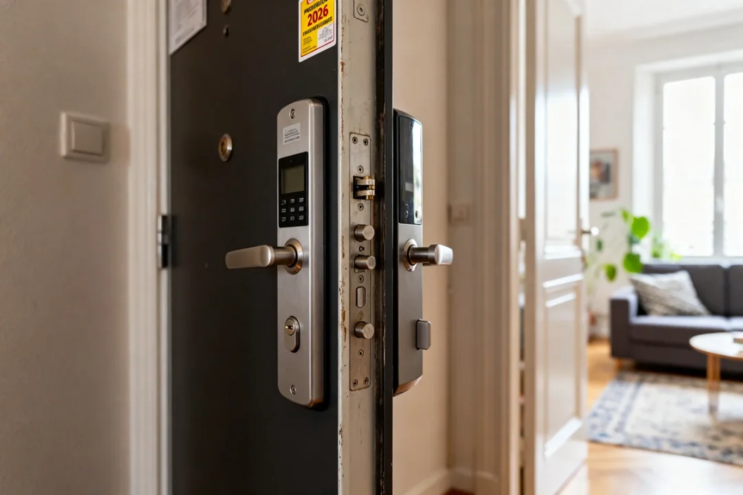 Porte blindée d'appartement ouverte avec poignée et serrure électronique prix d'une porte blindée appartement