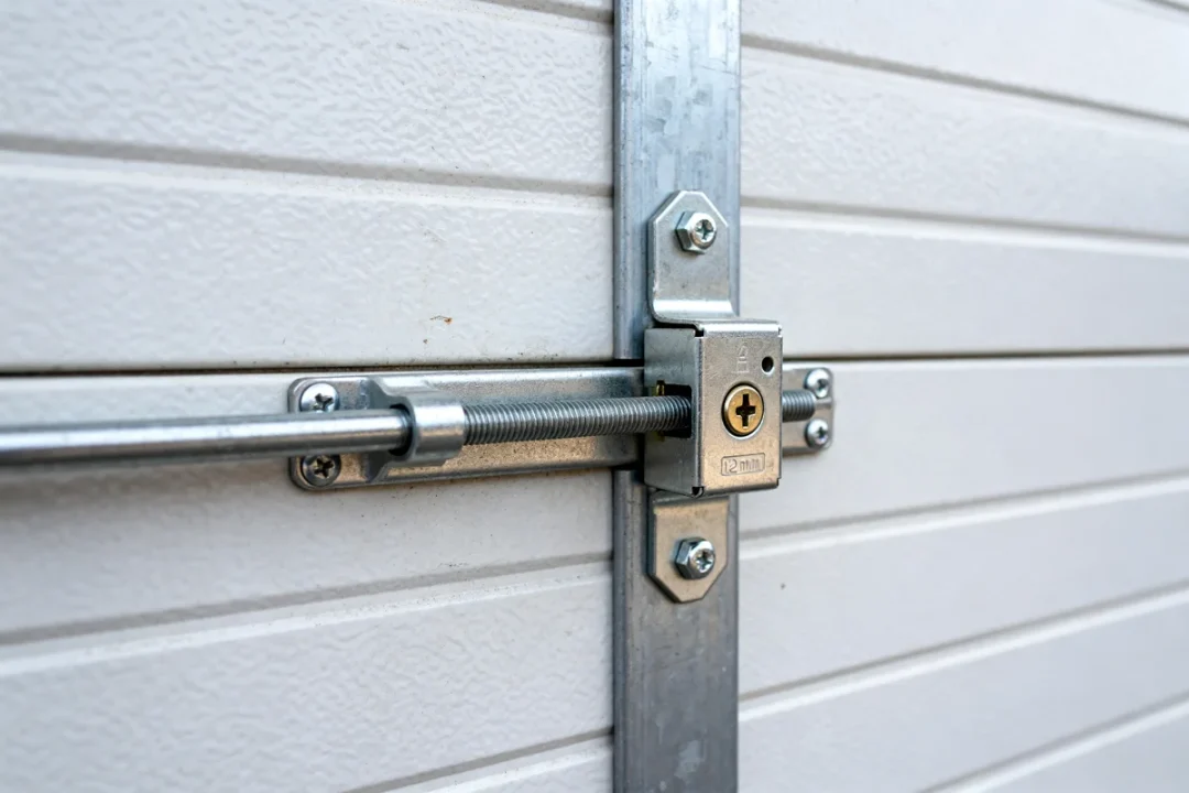 Verrouillage porte de garage sectionnelle métallique avec vis et support fixés solidement
