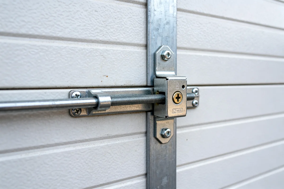 Verrouillage porte de garage sectionnelle métallique avec vis et support fixés solidement